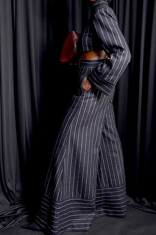 Vintage Stripe Crop Top & Pants Set