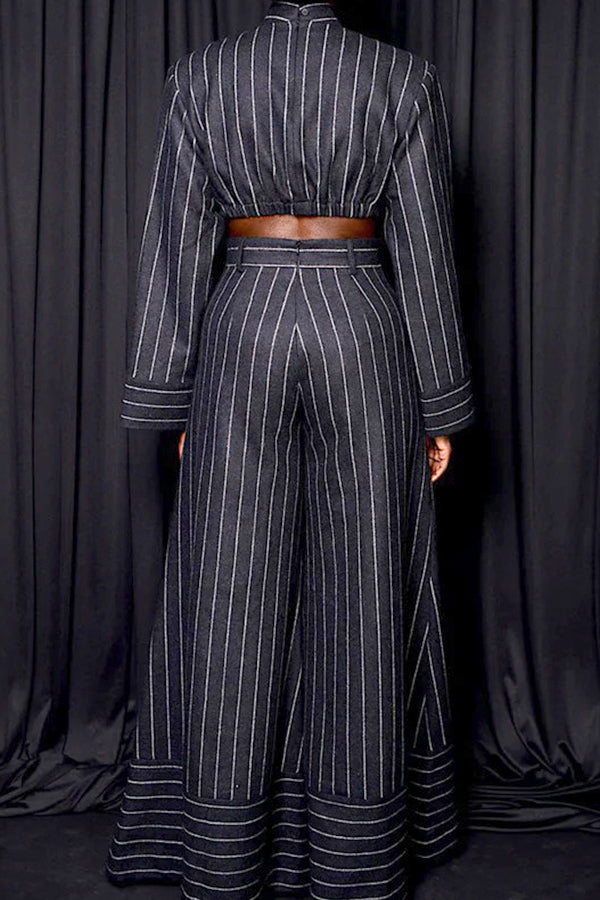 Vintage Stripe Crop Top & Pants Set