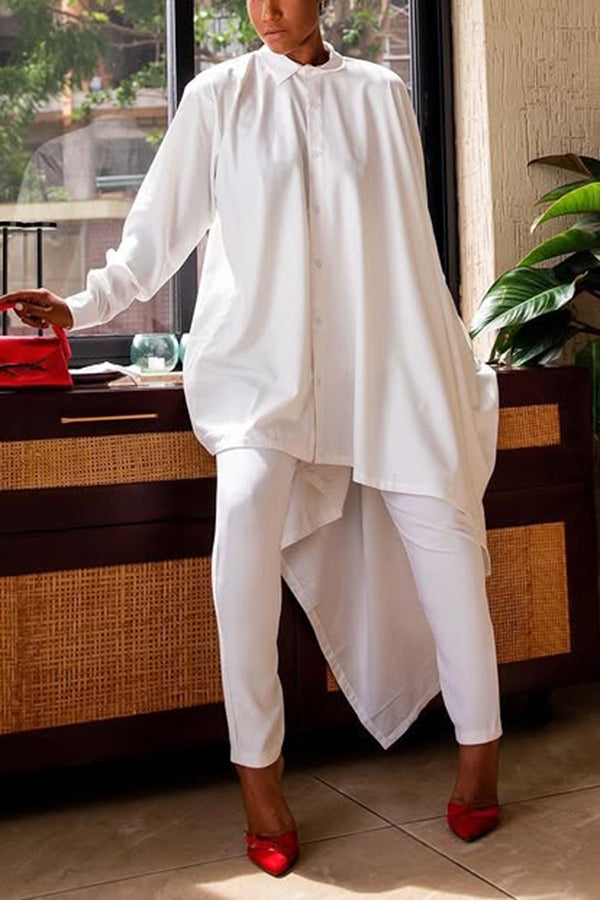 Casual Asymmetrical Shirt & Pants Set