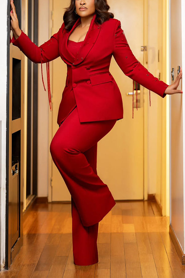 Elegant Tassel Blazer & Pants Set