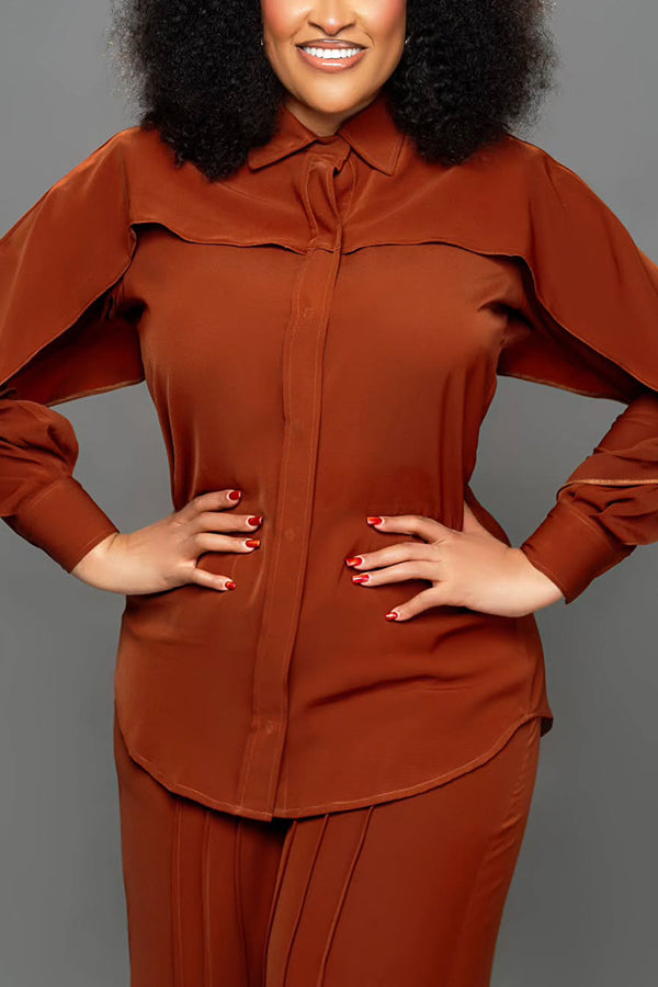 Chic Lantern Sleeve Top & Pants Set