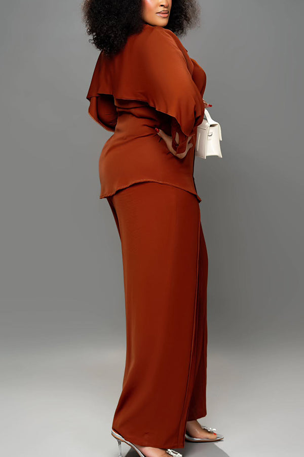 Chic Lantern Sleeve Top & Pants Set