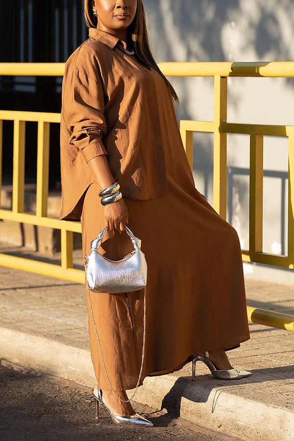 Cozy V-Neck Dress & Shirt Set