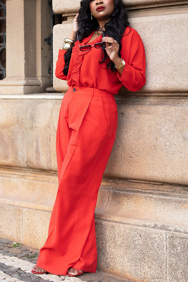 Stylish V-Neck Top & Pants Set