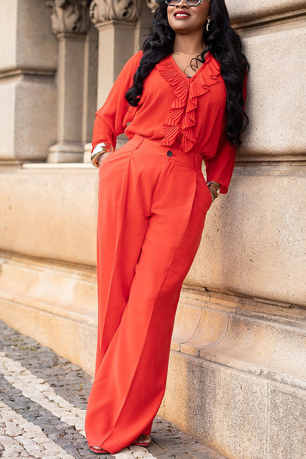 Stylish V-Neck Top & Pants Set