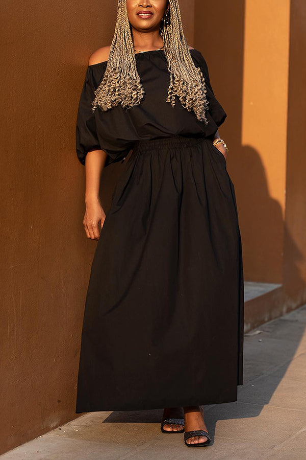 Casual Off Shoulder Top & Skirt Set