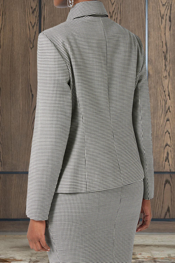 Classic Houndstooth Jacket & Skirt Set