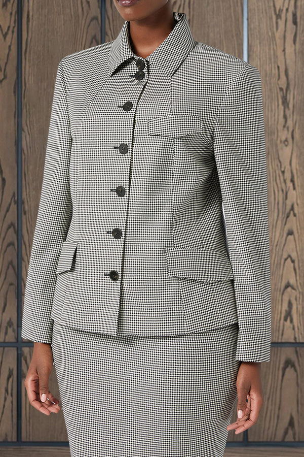 Classic Houndstooth Jacket & Skirt Set