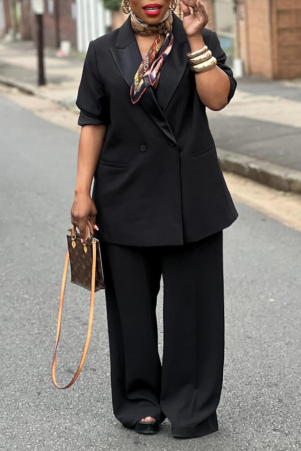 Classic Peaked Lapel Blazer & Pants Set