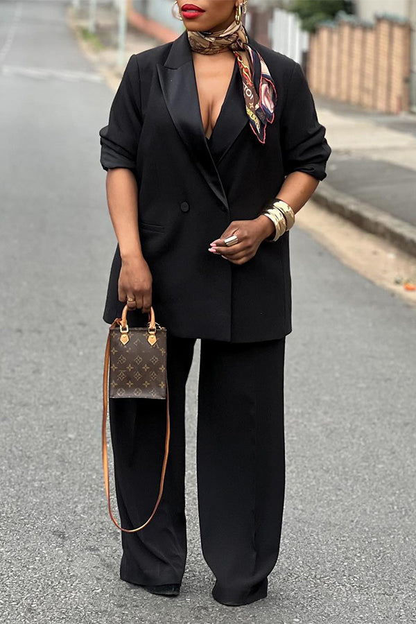 Classic Peaked Lapel Blazer & Pants Set