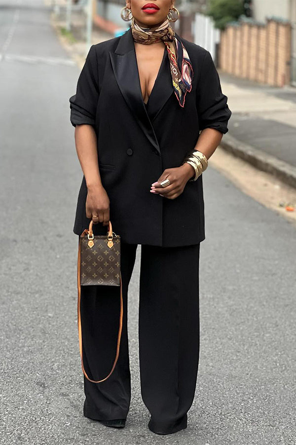 Classic Peaked Lapel Blazer & Pants Set