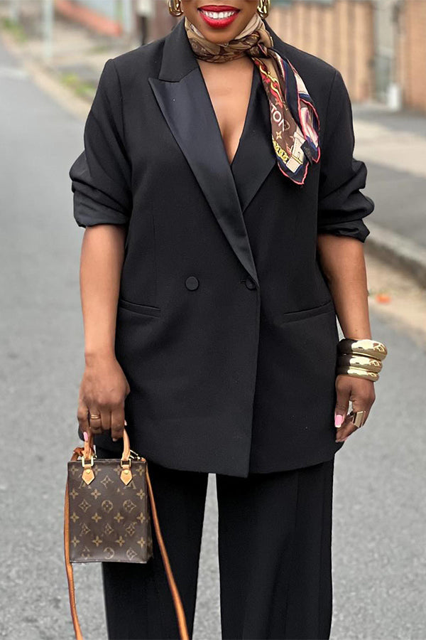 Classic Peaked Lapel Blazer & Pants Set