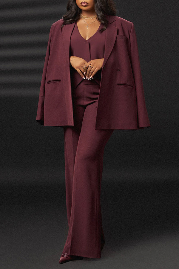 Elegant Peak Lapel Suit & Pants Set