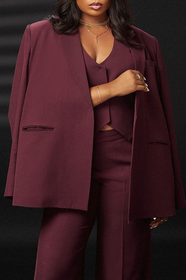 Elegant Peak Lapel Suit & Pants Set