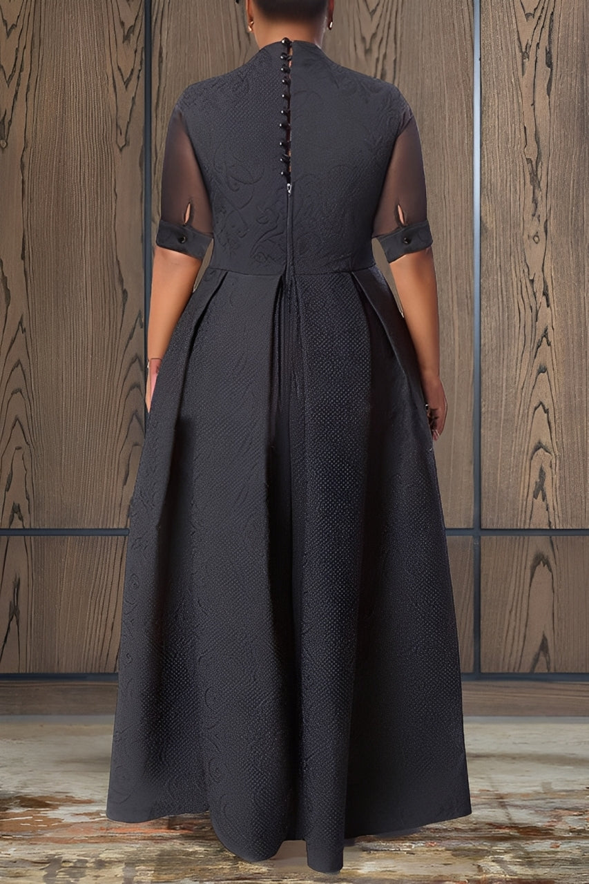 Elegant Notch Neck Pleated Cape Dress