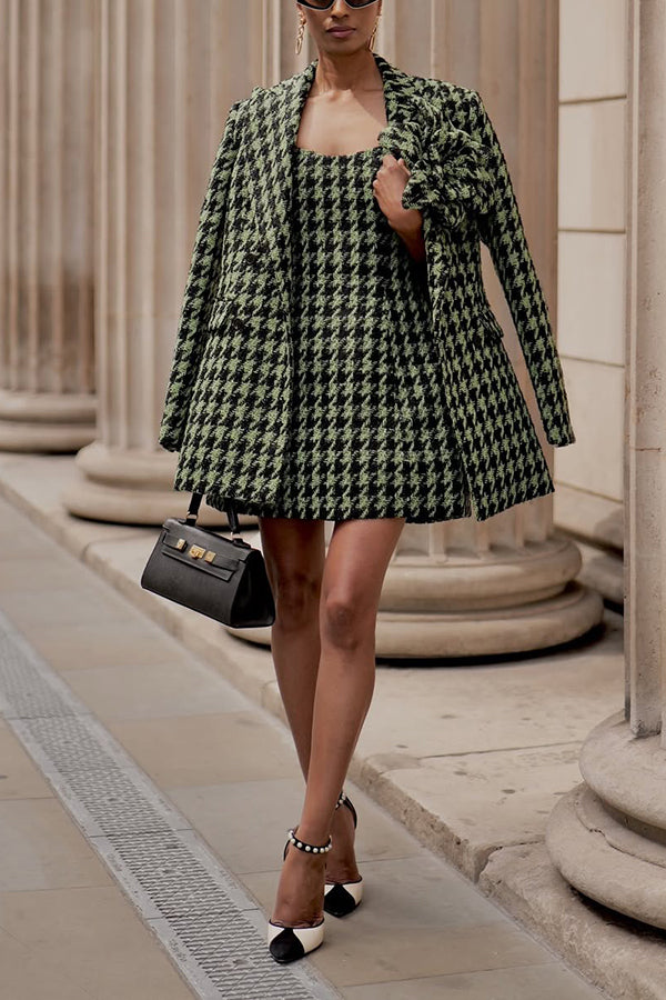 Vintage Tube Houndstooth Mini Dress