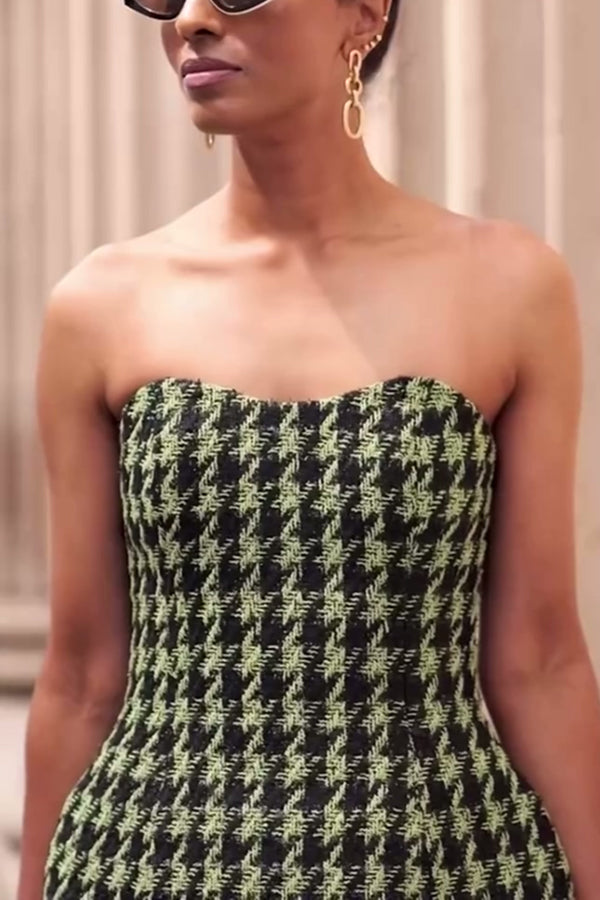 Vintage Tube Houndstooth Mini Dress