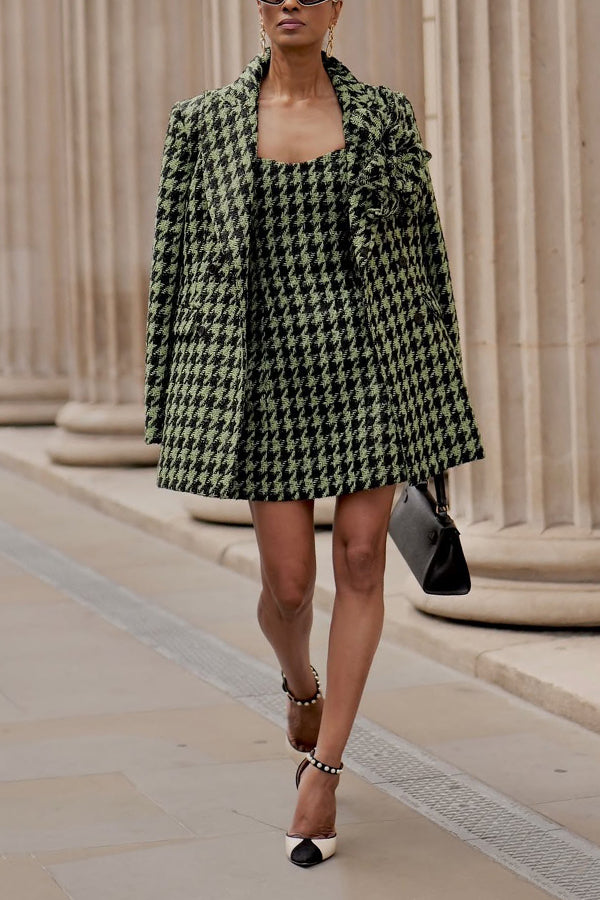 Vintage Tube Houndstooth Mini Dress