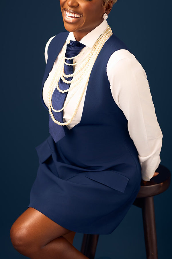 Elegant Peak Collar Blazer & Dress Set