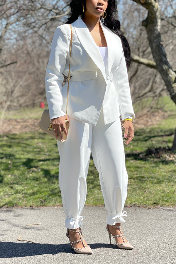Stylish Knot Back Blazer & Pants Set