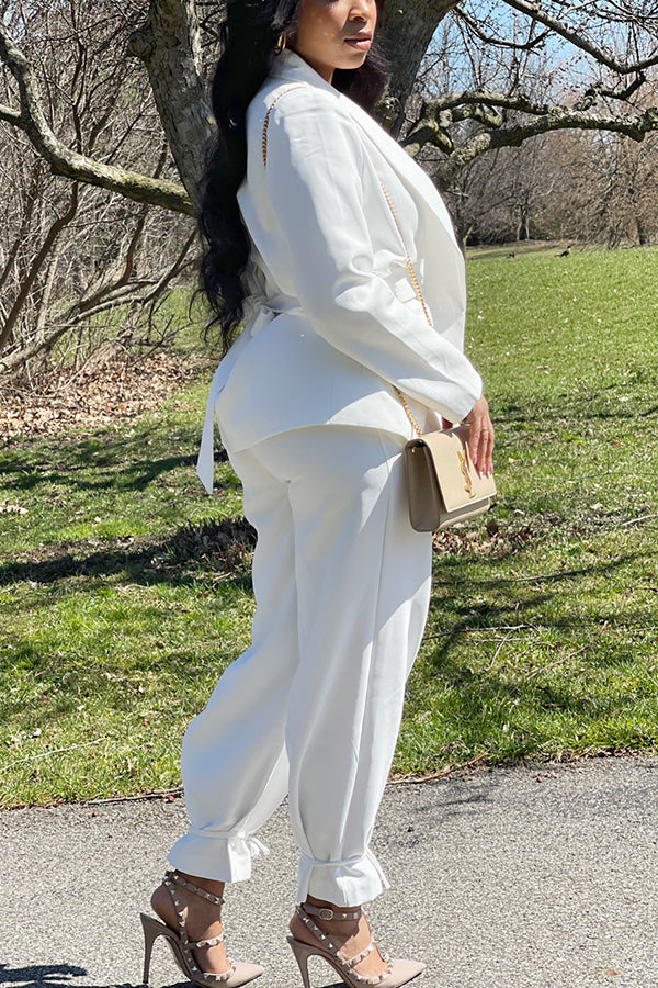 Stylish Knot Back Blazer & Pants Set