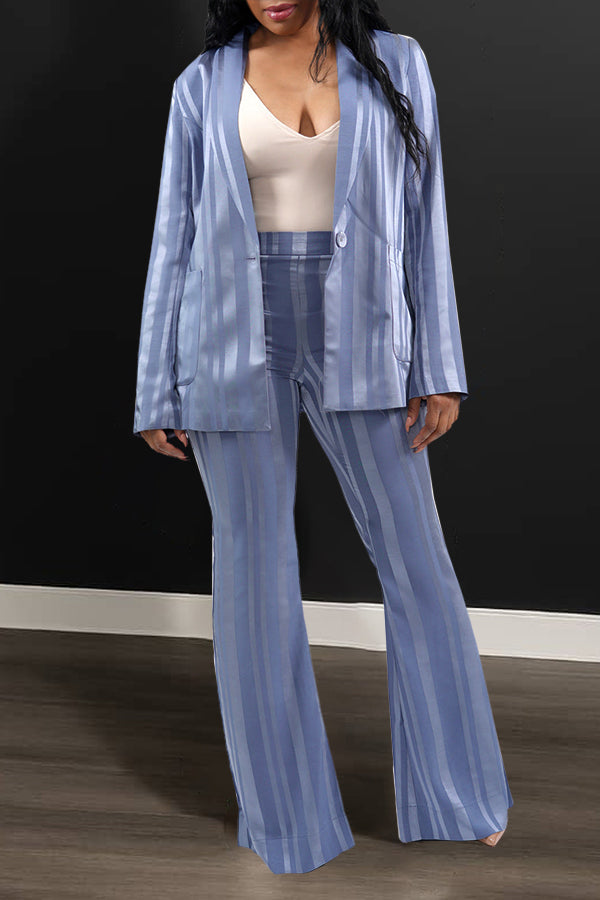 Stylish Striped Satin Blazer & Pants Set