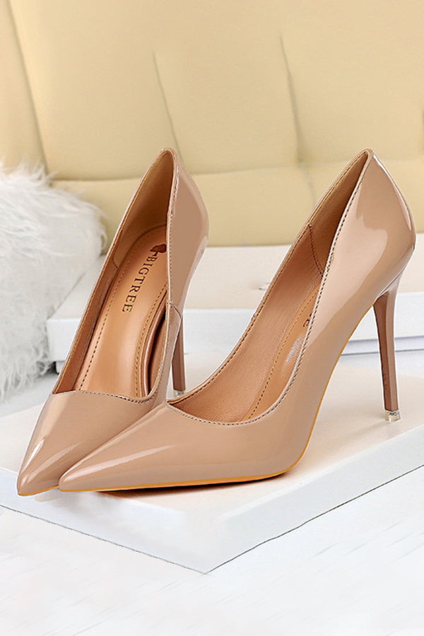 Simple Stiletto Patent Leather High Heels