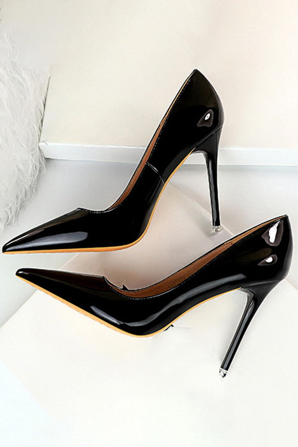 Simple Stiletto Patent Leather High Heels