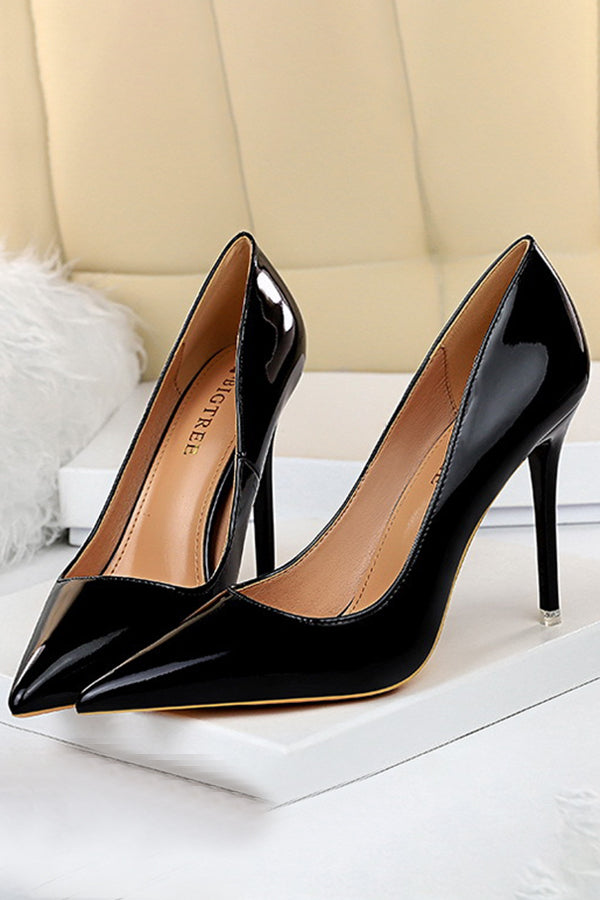 Simple Stiletto Patent Leather High Heels