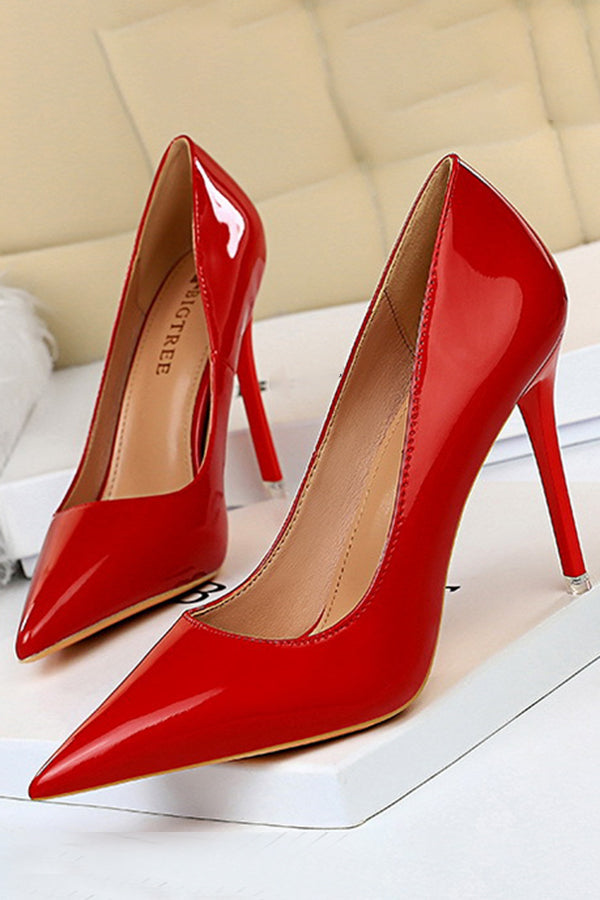 Simple Stiletto Patent Leather High Heels
