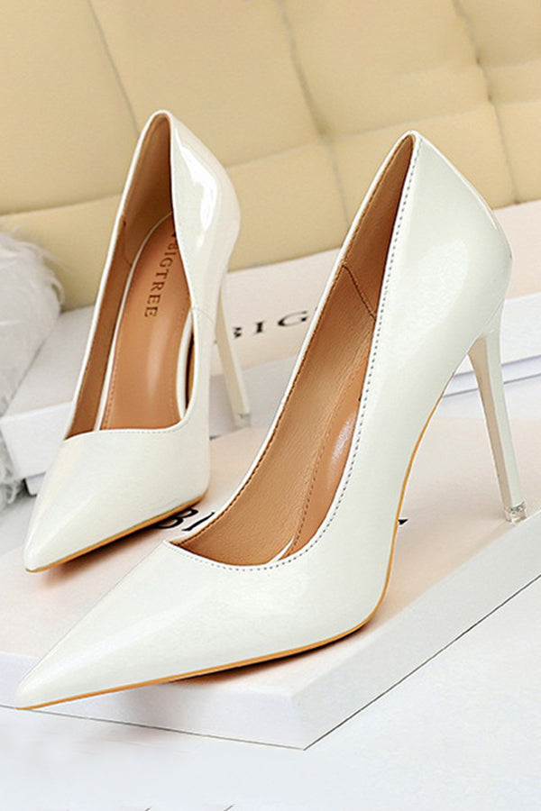 Simple Stiletto Patent Leather High Heels