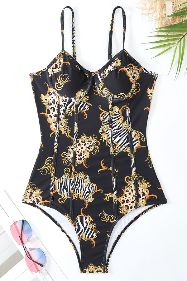 Stylish One-Piece Swimsuit & Cover-Up Skirt Set