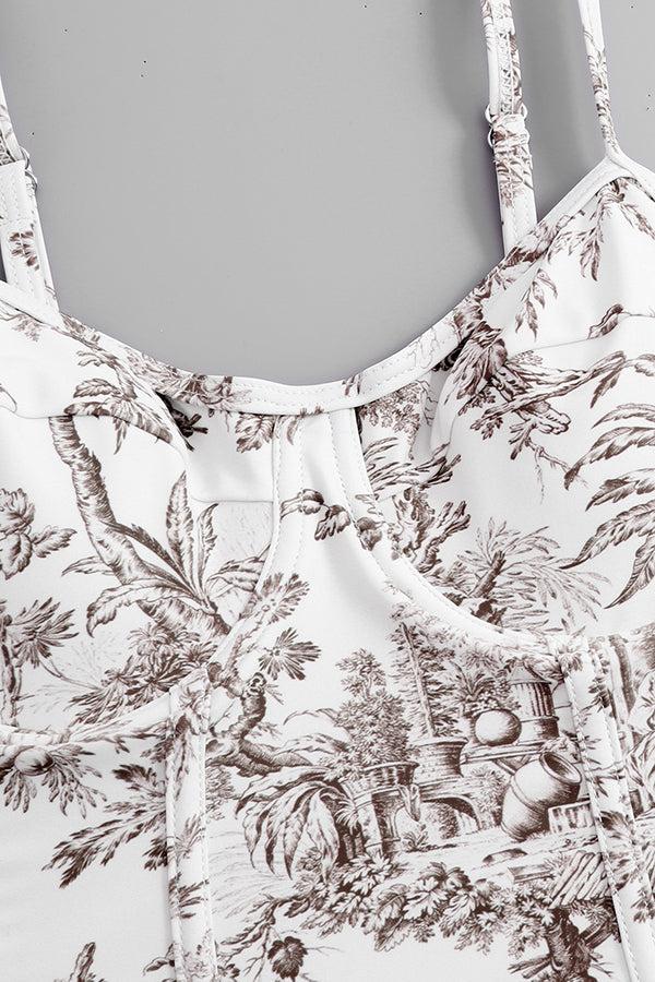 Stylish One-Piece Swimsuit & Cover-Up Skirt Set