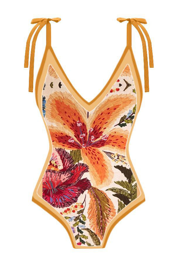 Stylish Slim One-Piece Swimsuit & Cover-Up Skirt Set