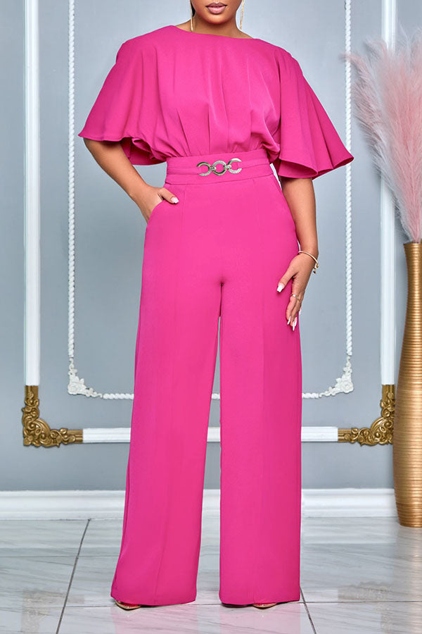 Stylish Flutter Sleeve Ruched Jumpsuit