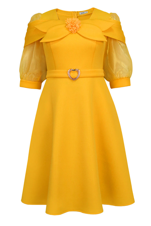 Party Bow Tie Bell Sleeve Dress