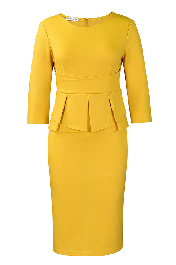 Ruffled Hem Hip-hugging Midi Dress