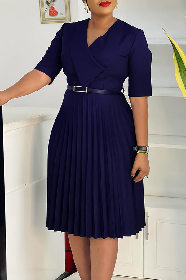 Chic Surplice Neck Pleated Dress*