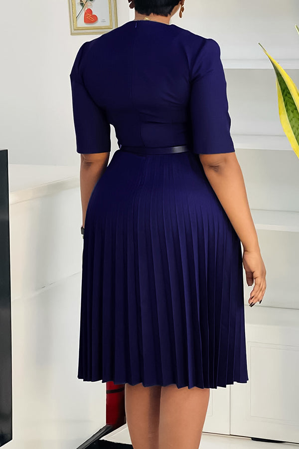 Chic Surplice Neck Pleated Dress*