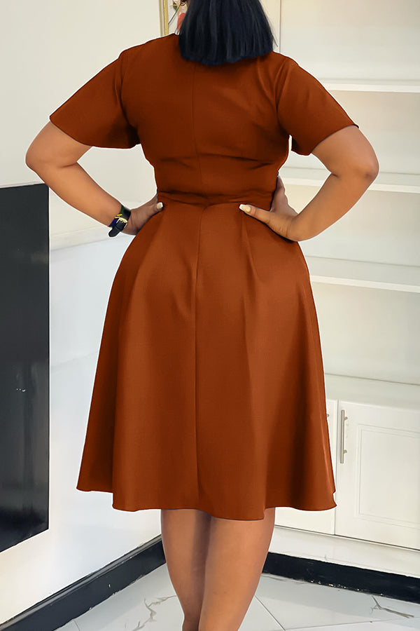 Vintage Flutter Sleeve Knot Front Dress*