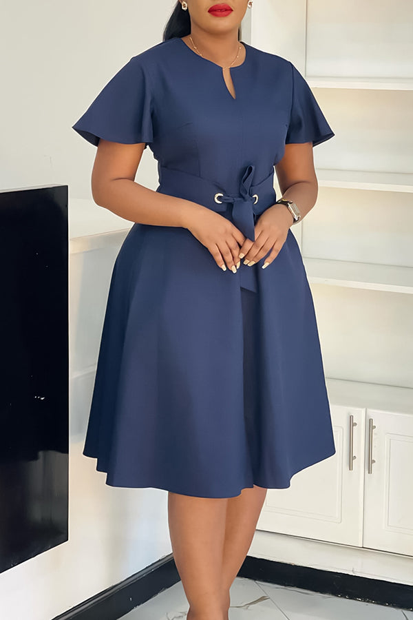 Vintage Flutter Sleeve Knot Front Dress*