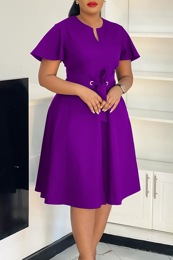 Vintage Flutter Sleeve Knot Front Dress*
