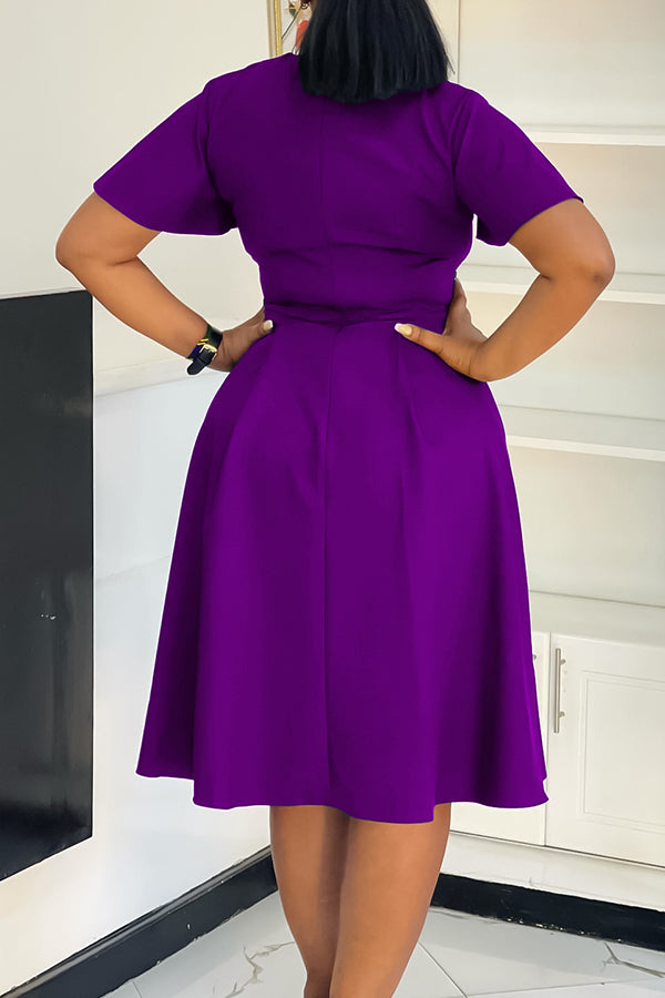 Vintage Flutter Sleeve Knot Front Dress*