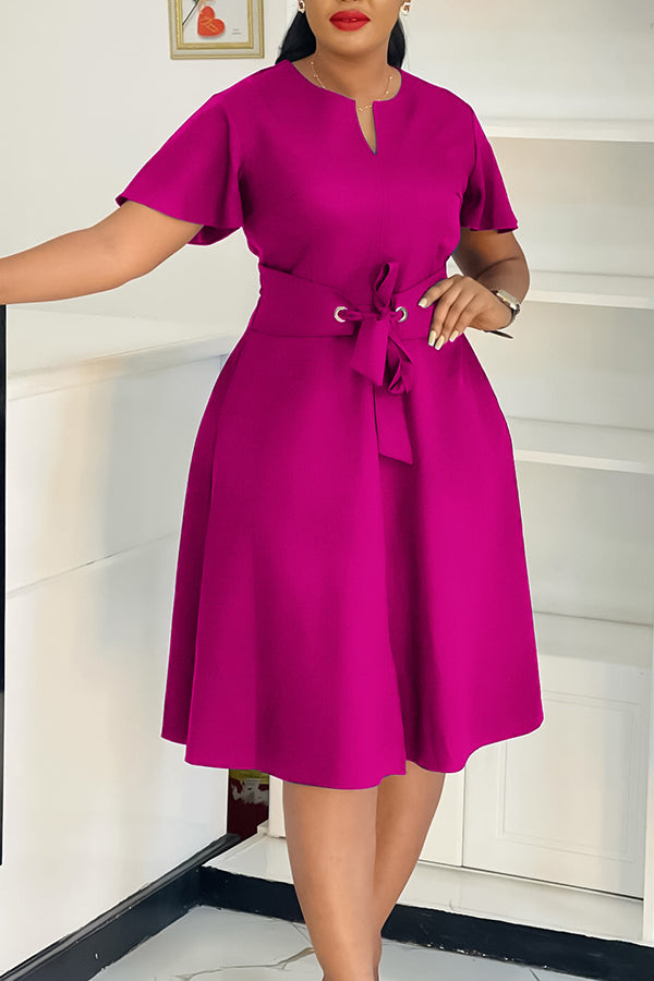 Vintage Flutter Sleeve Knot Front Dress*