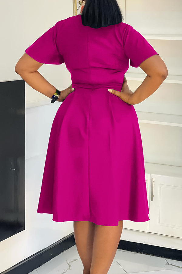 Vintage Flutter Sleeve Knot Front Dress*