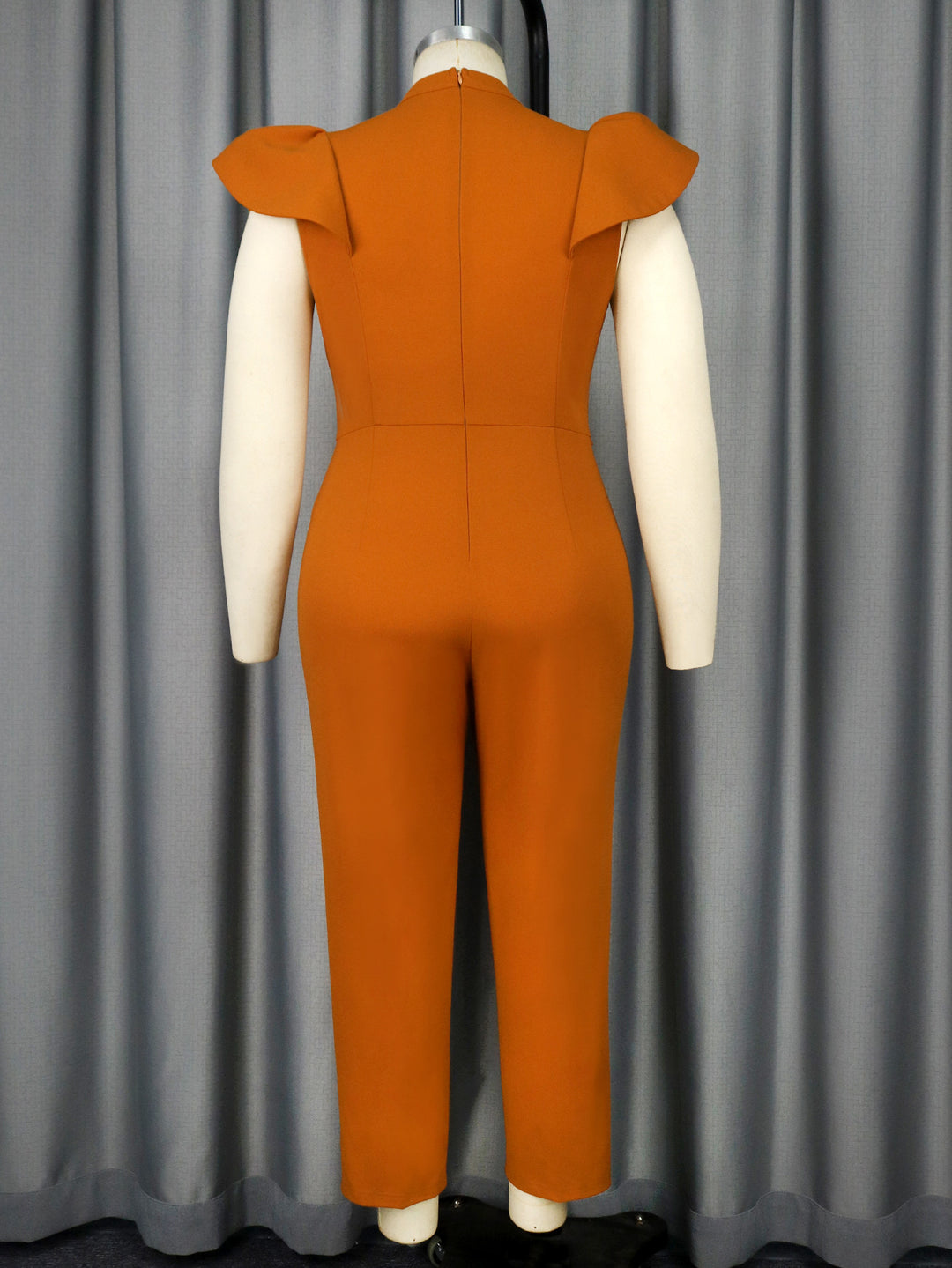Elegant Keyhole Neck Flutter Sleeve Jumpsuit
