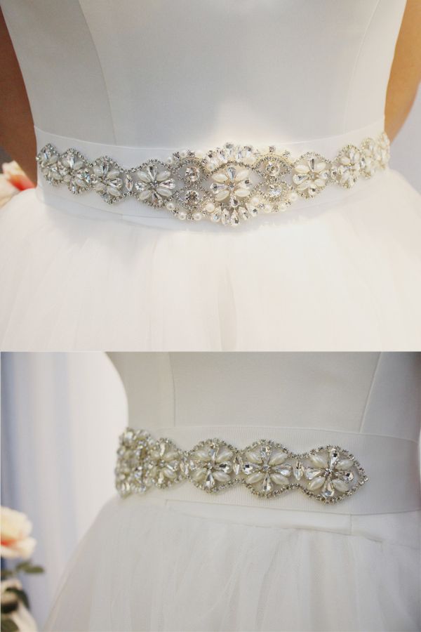 Handmade Bridal Wedding Rhinestone Pearl Belt