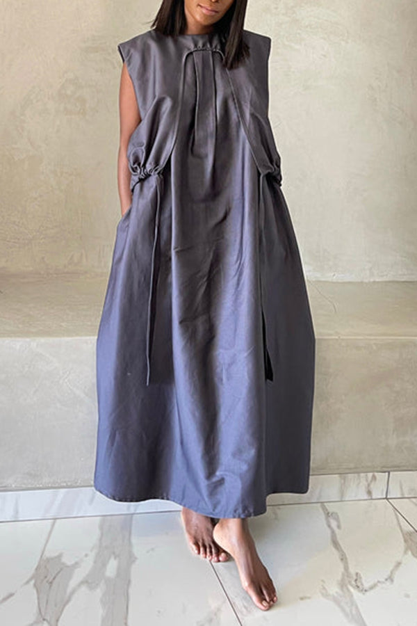 Self Tie Side Pocket Oversized Dress