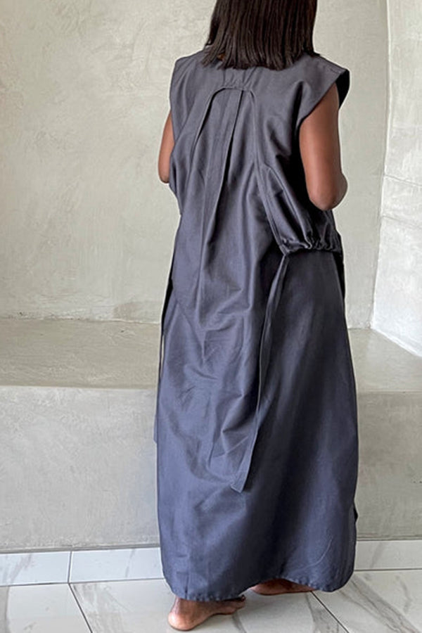 Self Tie Side Pocket Oversized Dress