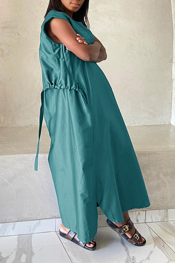 Self Tie Side Pocket Oversized Dress